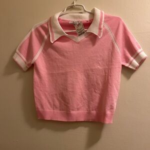 Love Tree Pink and White Polo Shirt